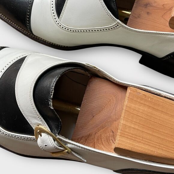 Vintage Sz 9 Custom Two-Tone Asymmetrical Buckle Men’s Dress Shoes 42 Formal - Picture 12 of 12